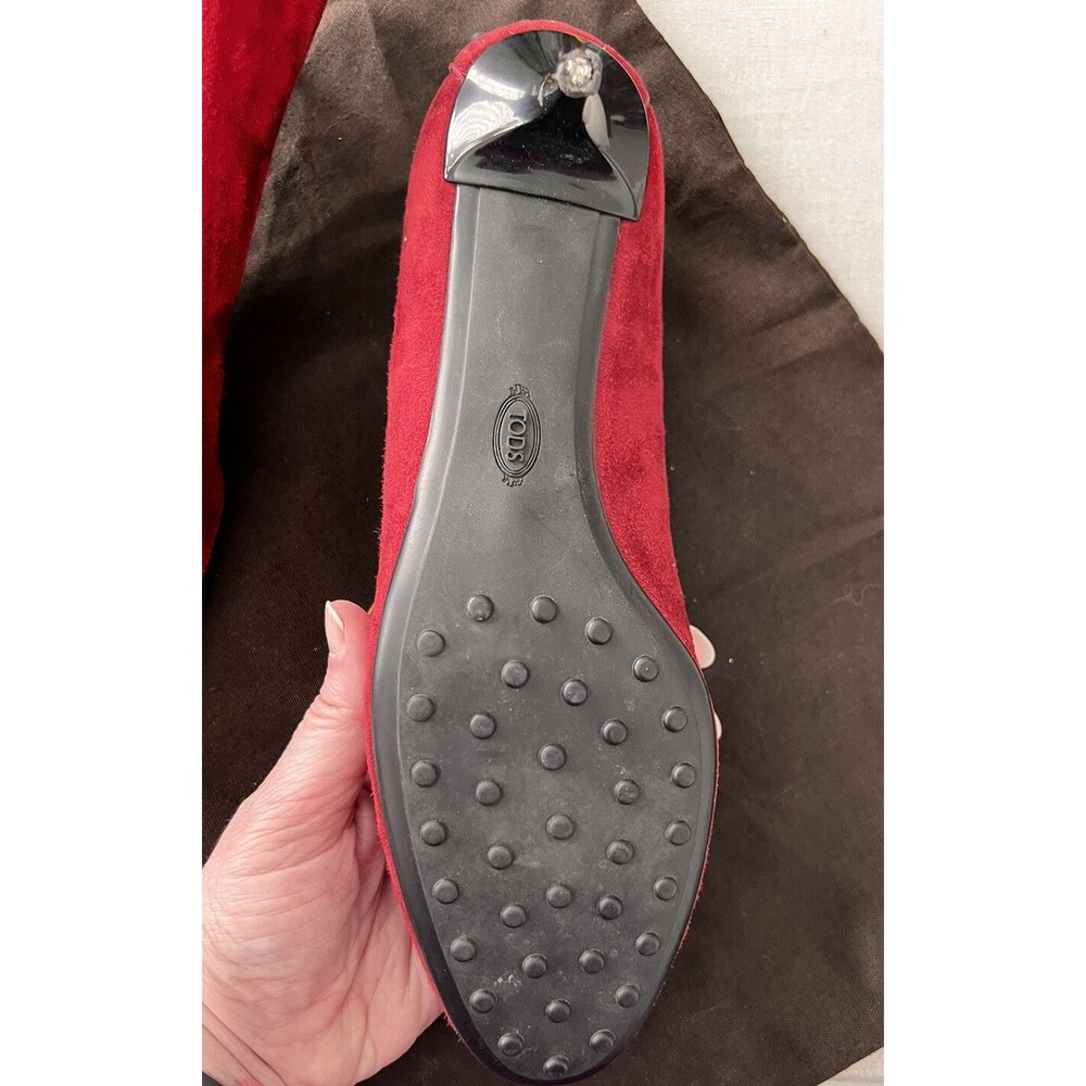 Tod's Woman's Red Suede Heels Size 39 With Bag - Picture 4 of 7
